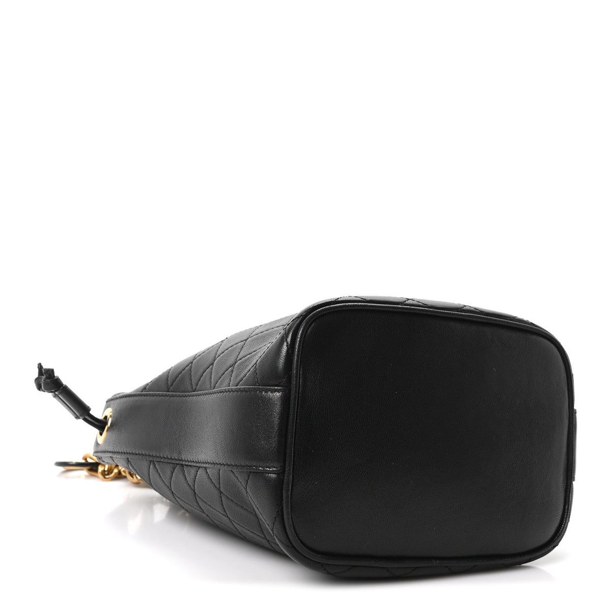 Small Quilted Lambskin Bucket Bag - Black