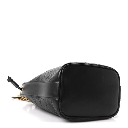 Small Quilted Lambskin Bucket Bag - Black