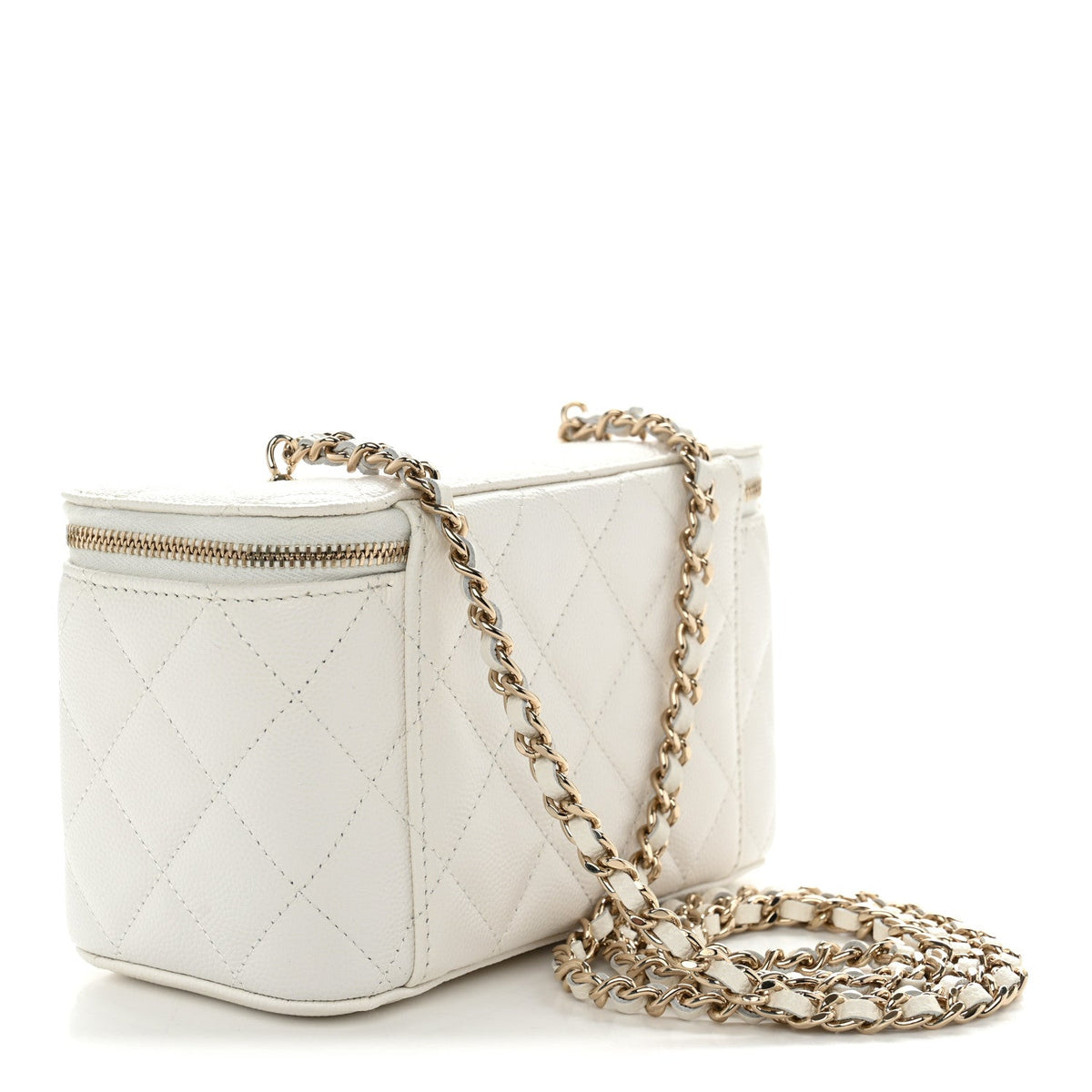 Small Quilted Caviar Handbag - White