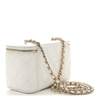 Small Quilted Caviar Handbag - White