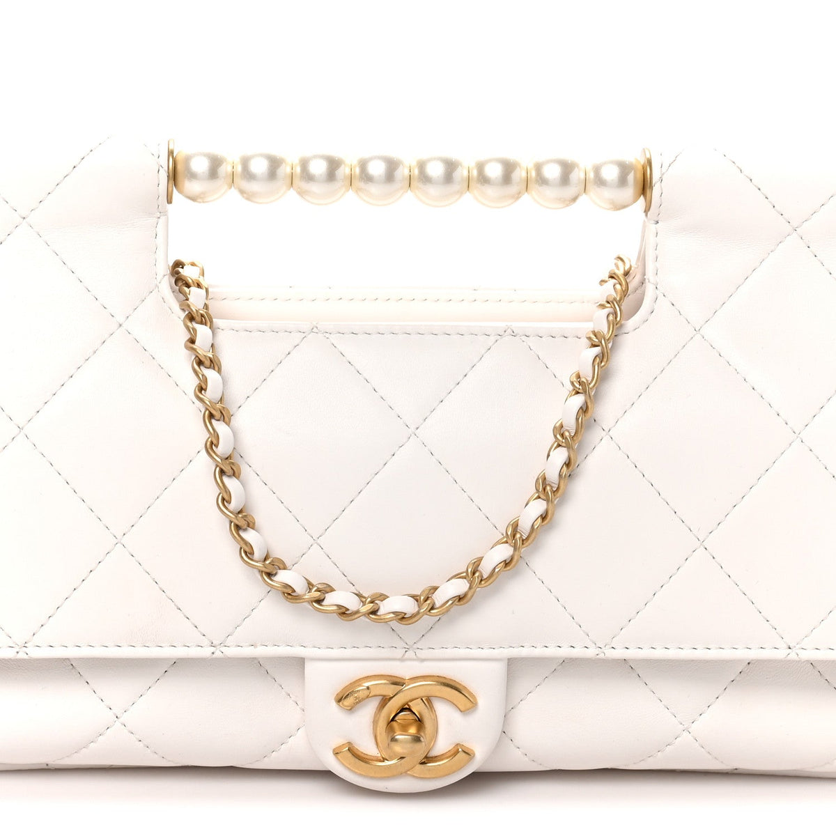 Lambskin Flap Shoulder Bag - White