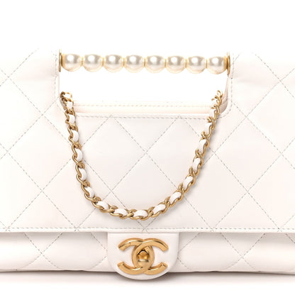 Lambskin Flap Shoulder Bag - White