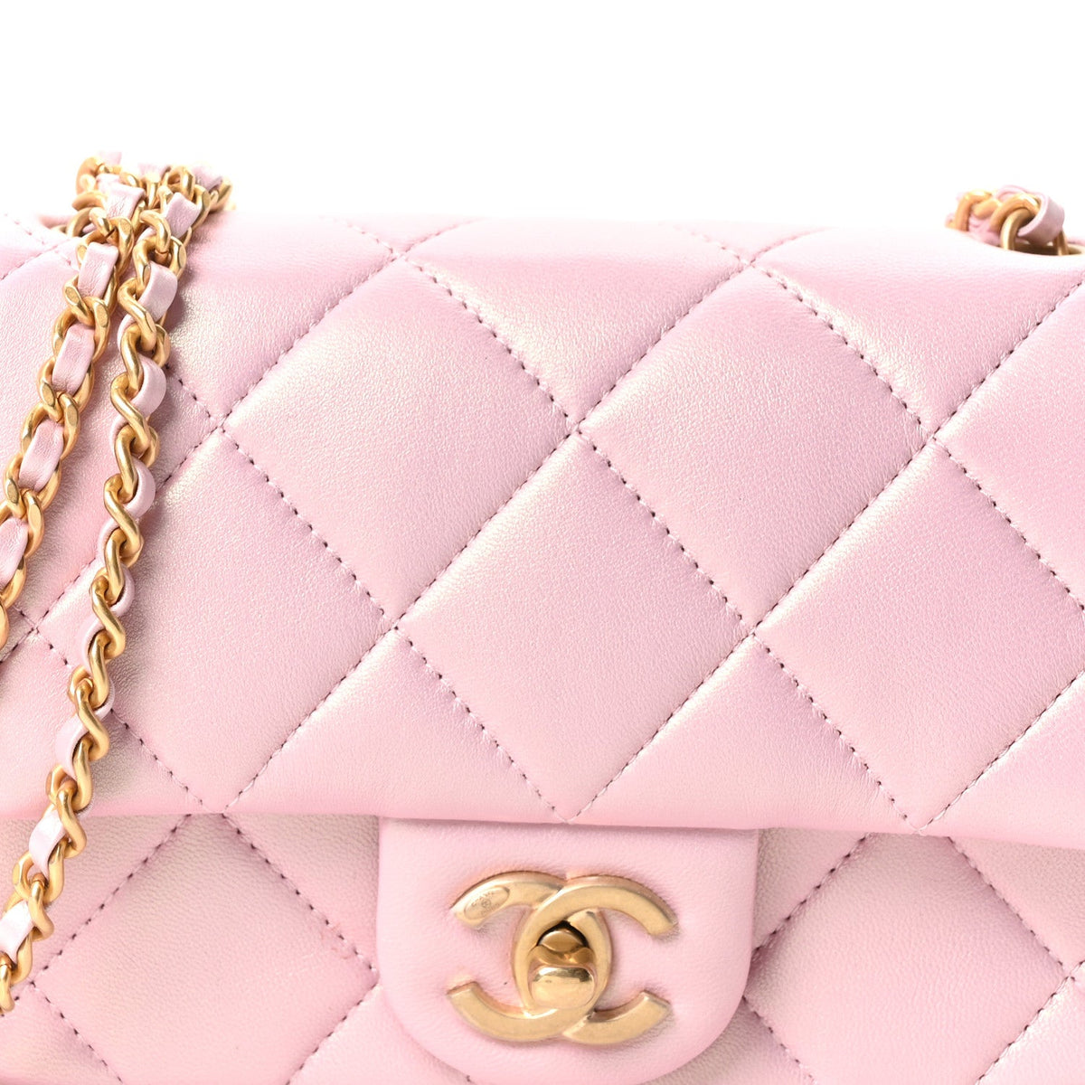 Mini Quilted Lambskin Flap Shoulder Bag - Pink