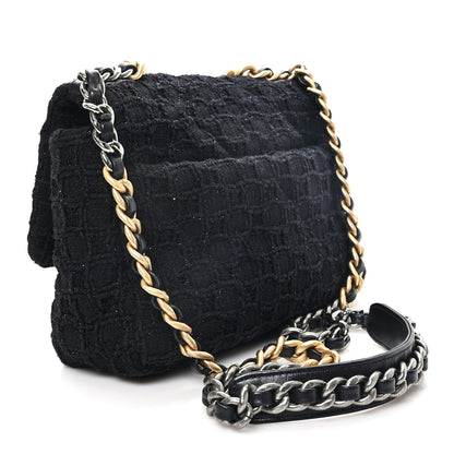 Medium Quilted Flap Shoulder Bag - Black