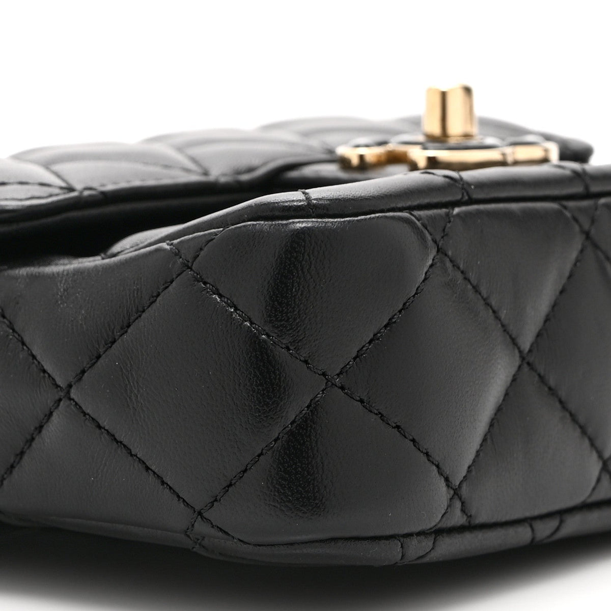 Mini Quilted Lambskin Flap Shoulder Bag - Black