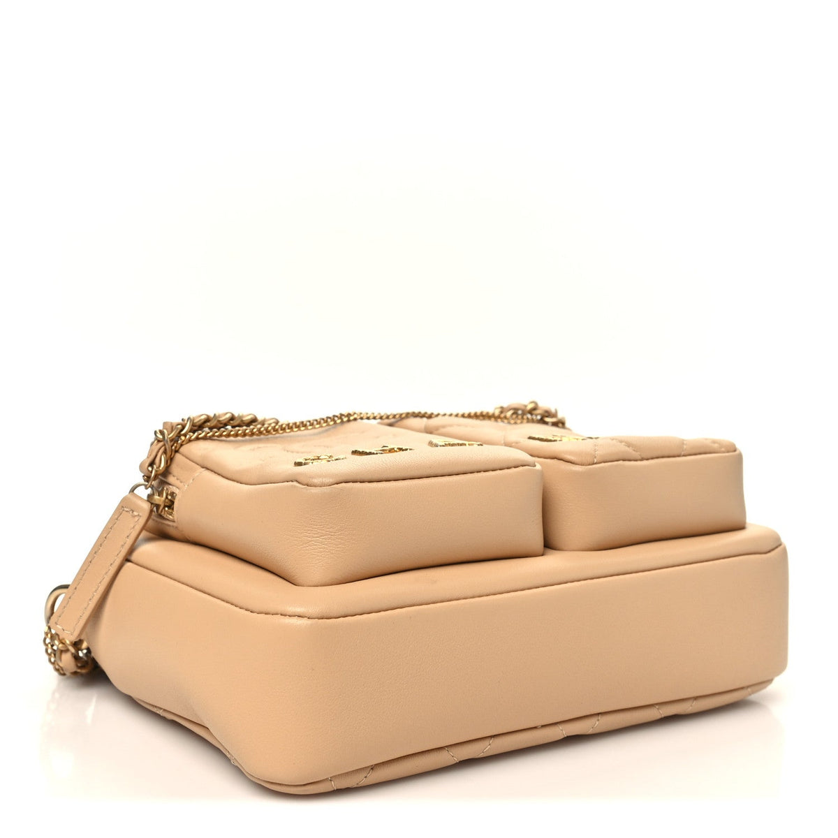 Small Quilted Calfskin Handbag - Beige