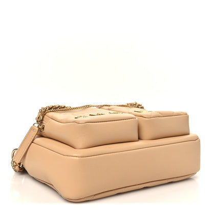 Small Quilted Calfskin Handbag - Beige