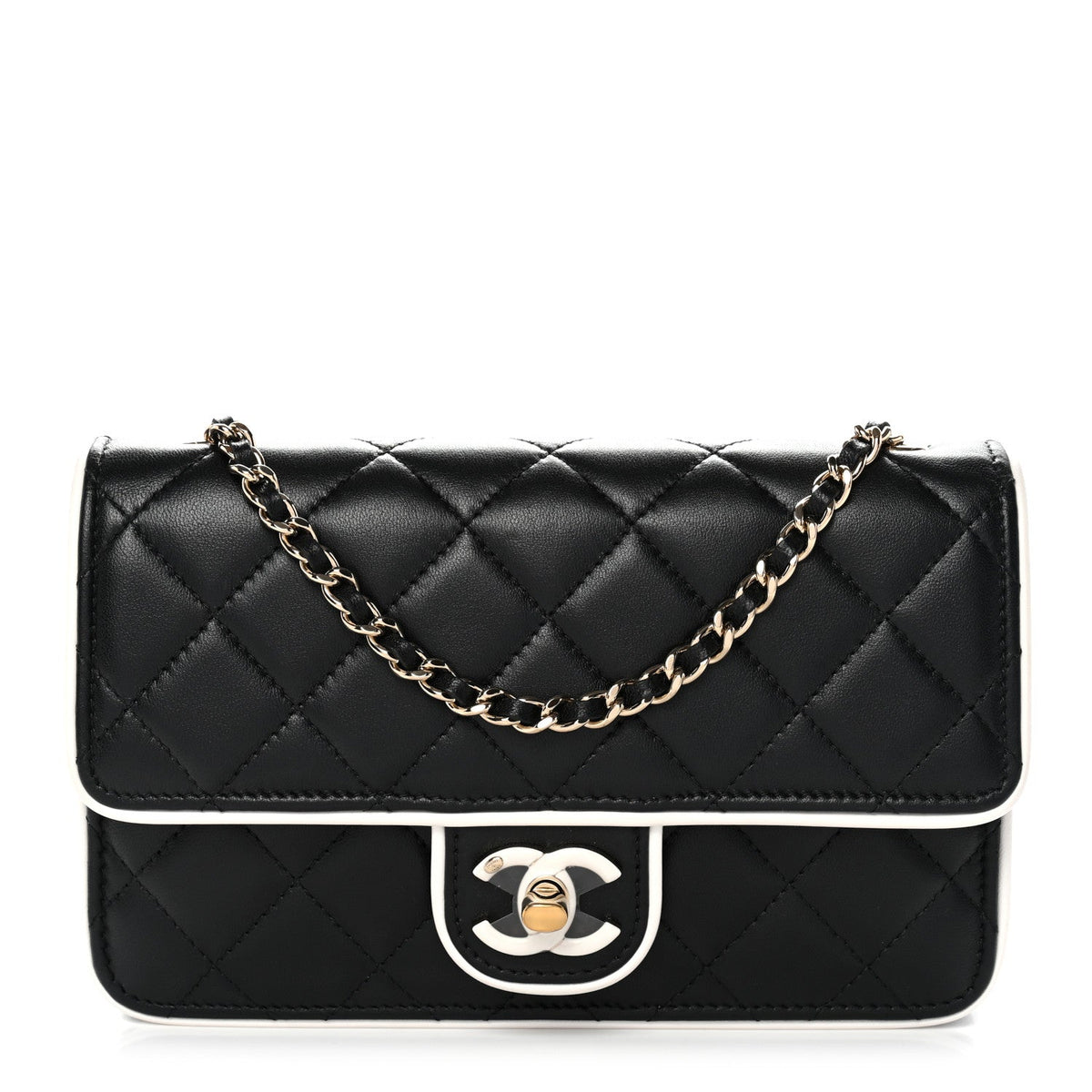 Mini Quilted Lambskin Flap Shoulder Bag - Black