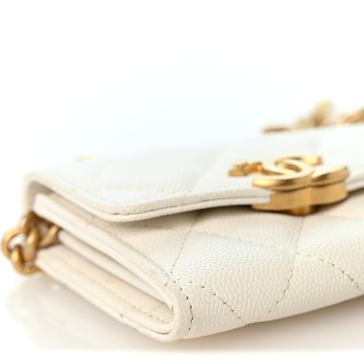 Quilted Caviar Clutch Bag - White
