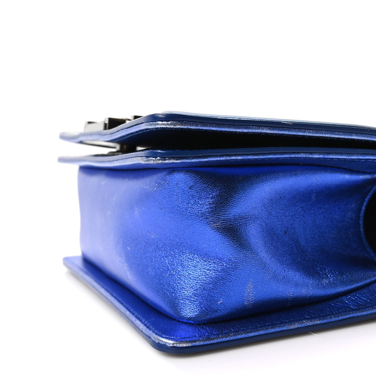 Small Quilted Calfskin Flap Shoulder Bag - Blue