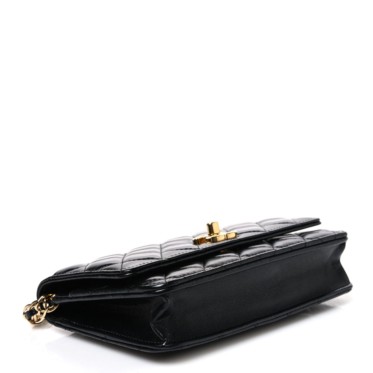 Quilted Lambskin Wallet Bag - Gold