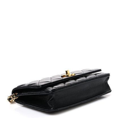 Quilted Lambskin Wallet Bag - Gold
