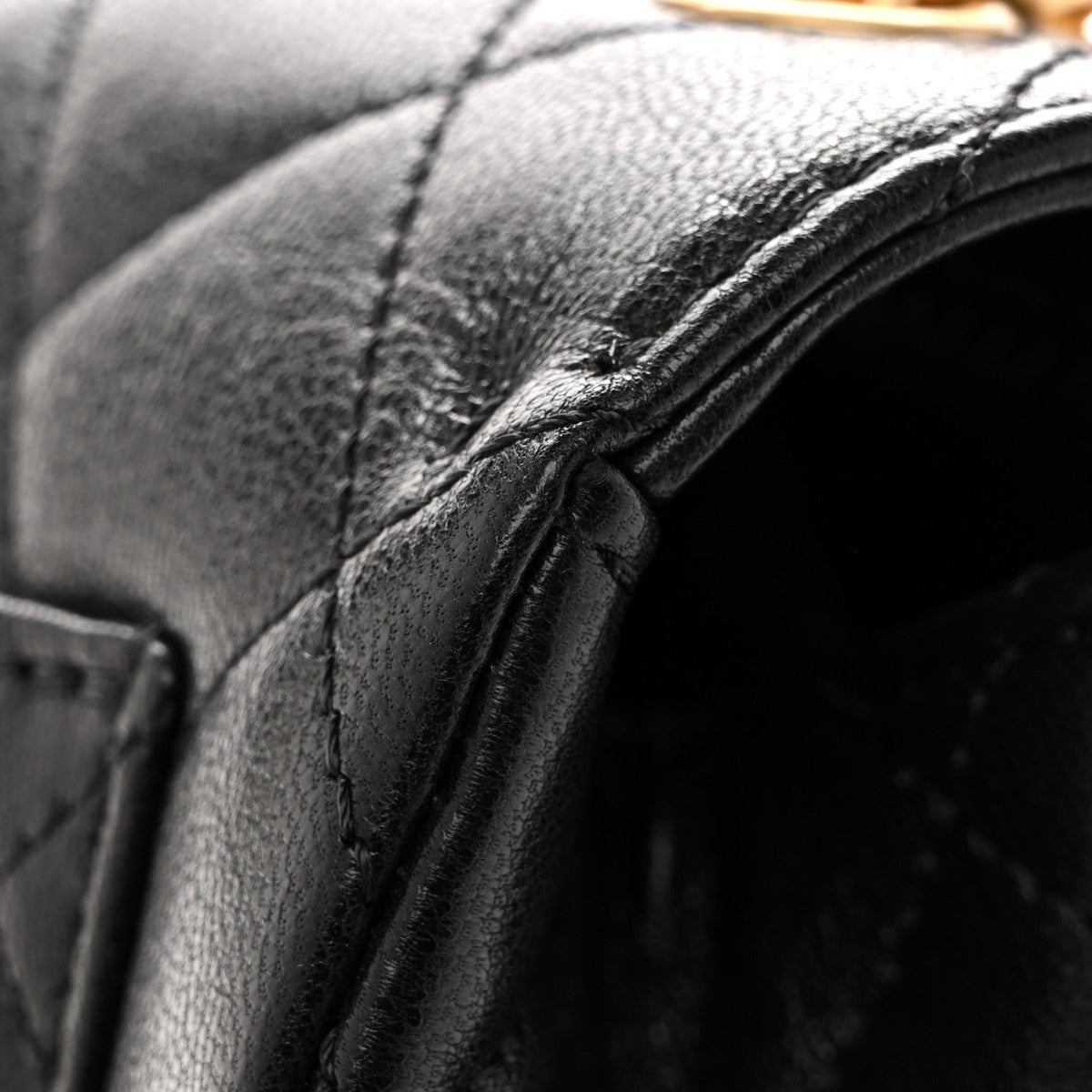 Mini Quilted Goatskin Flap Shoulder Bag - Black