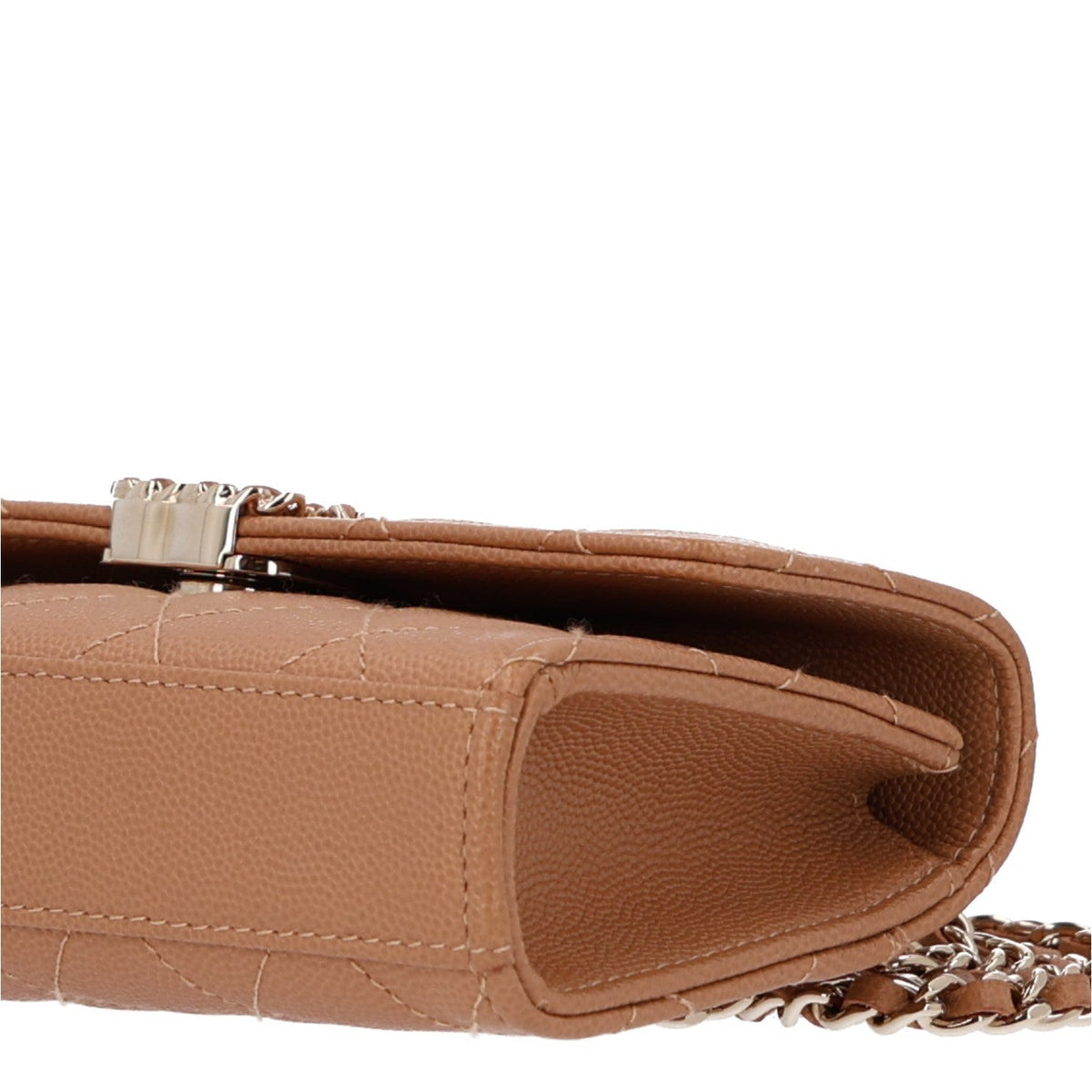 Quilted Caviar Handbag - Beige