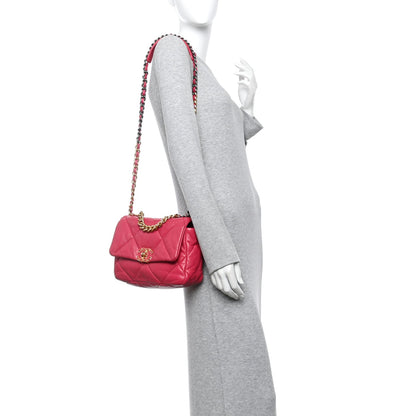 Medium Quilted Lambskin Flap Shoulder Bag - Pink