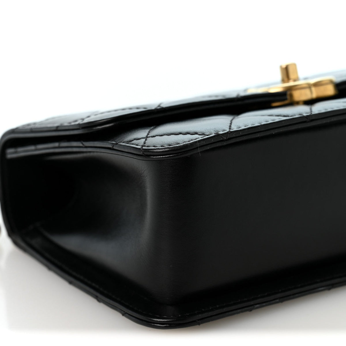 Quilted Calfskin Flap Shoulder Bag - Black