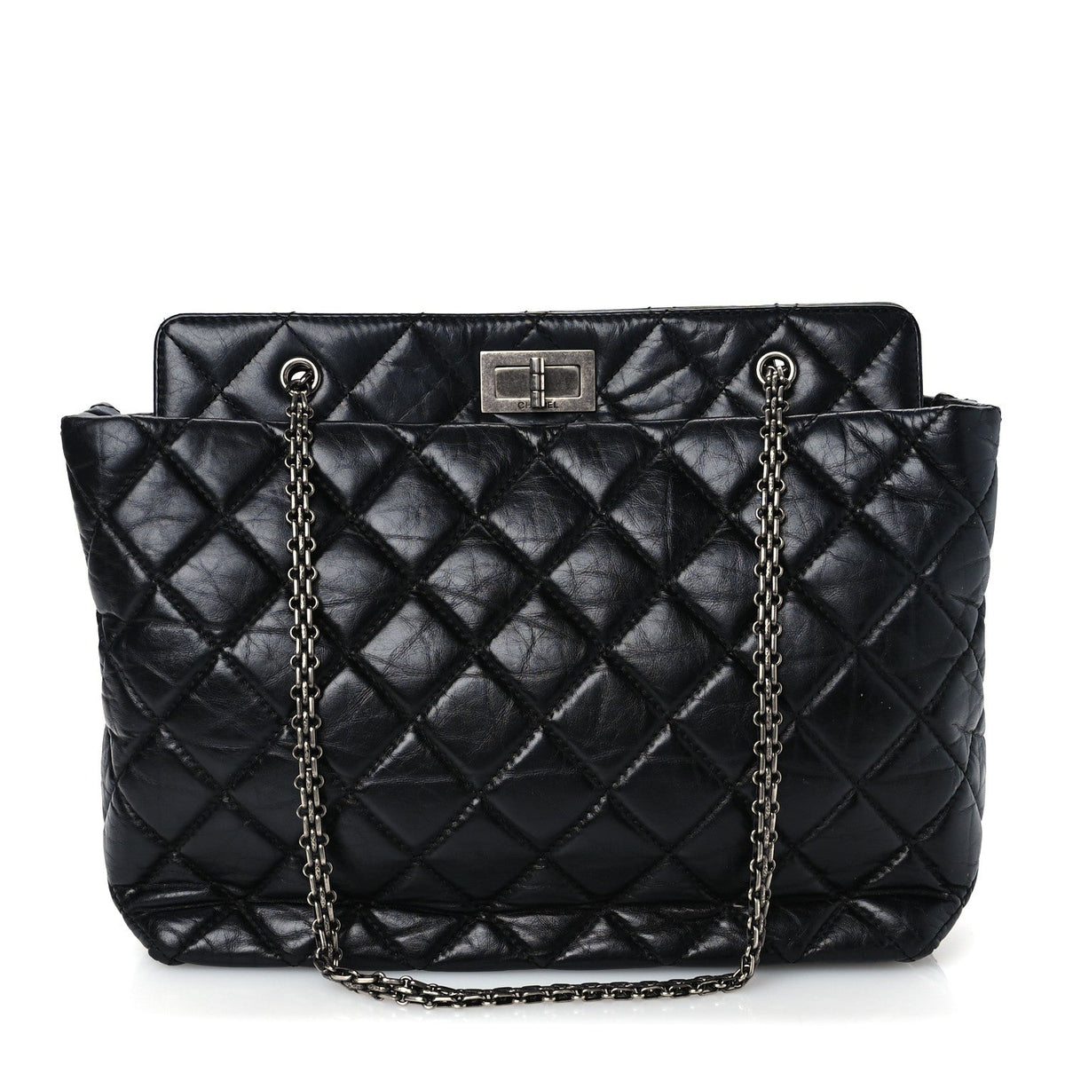Quilted Calfskin Tote Bag - Black