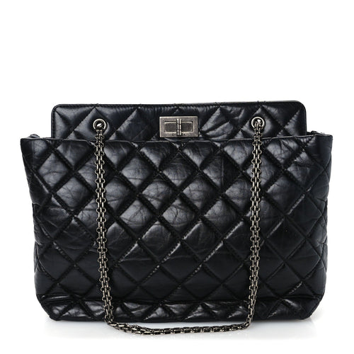 Quilted Calfskin Tote Bag - Black