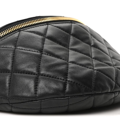 Quilted Lambskin Belt Bag - Black