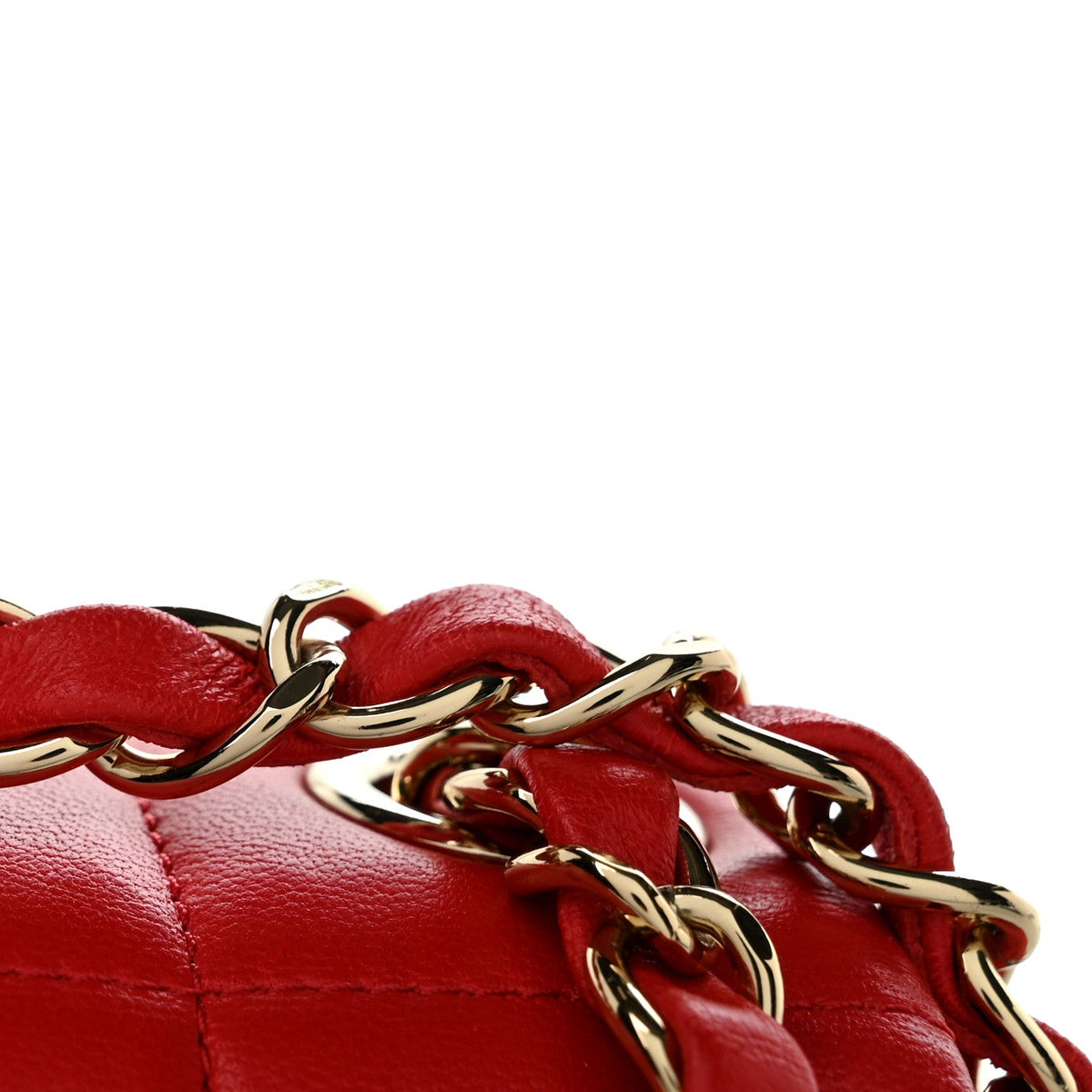 Mini Quilted Lambskin Flap Shoulder Bag - Red