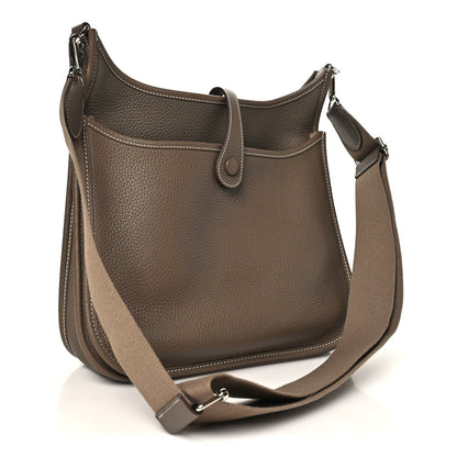 Taurillon Clemence Evelyne Iii Pm Etoupe Handbag