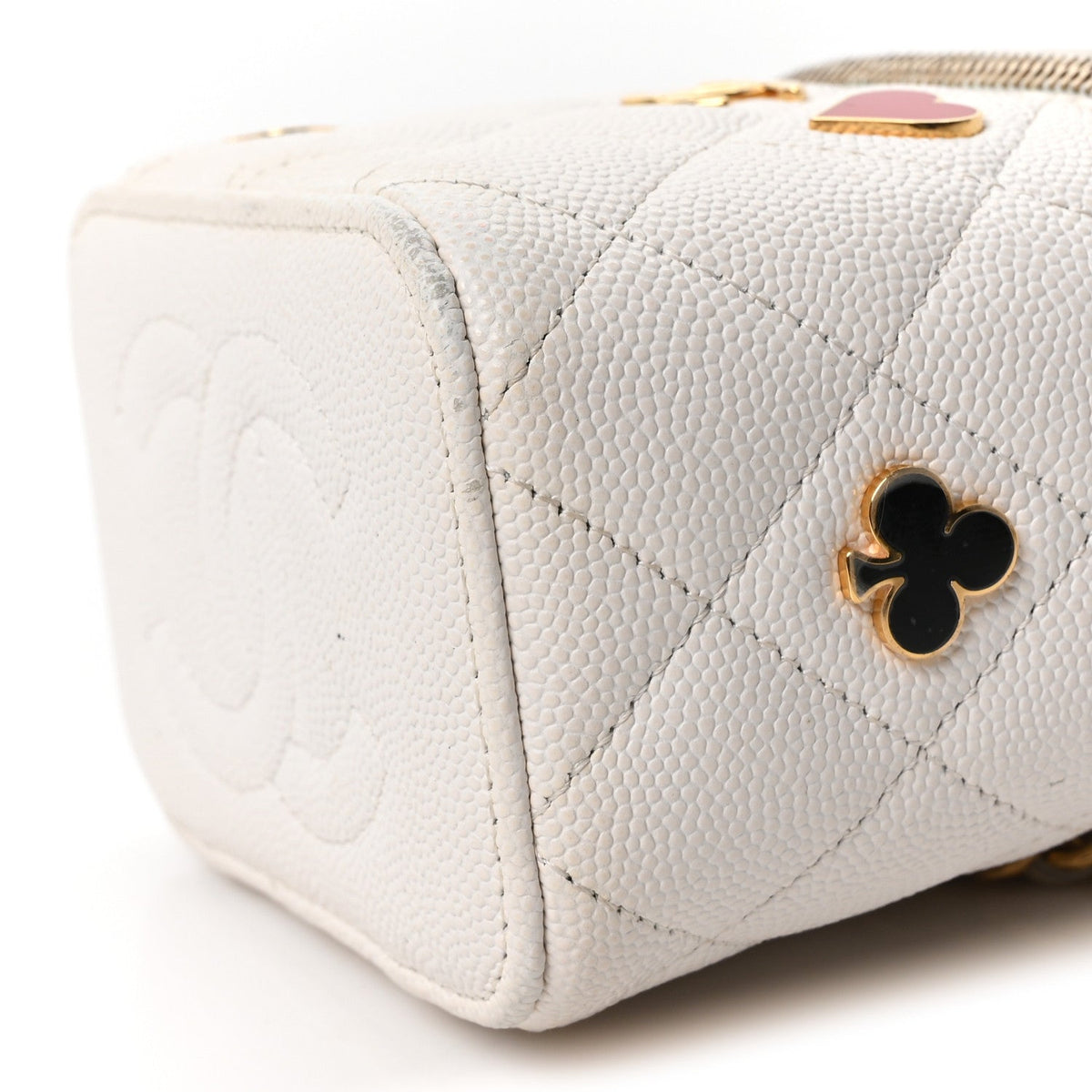 Mini Quilted Caviar Handbag - White