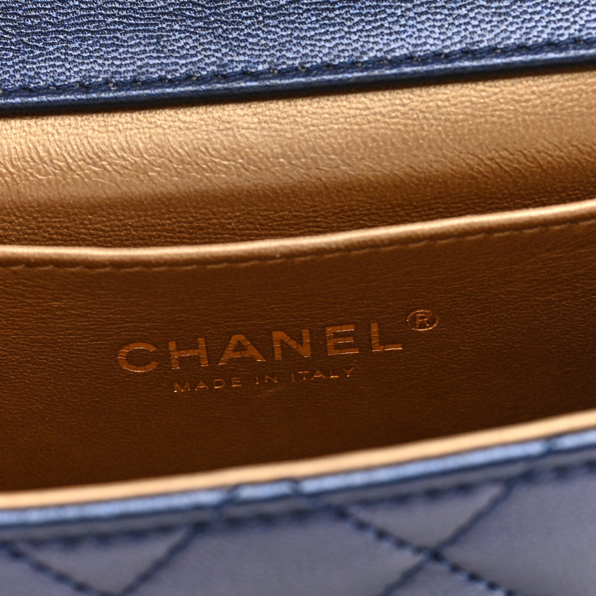 Quilted Lambskin Flap Shoulder Bag - Blue