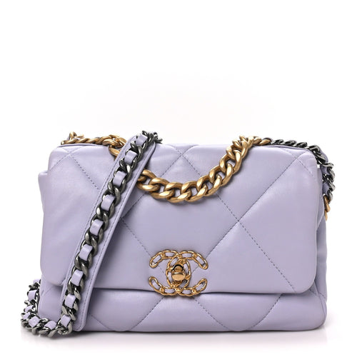 Medium Quilted Lambskin Flap Shoulder Bag - Purple