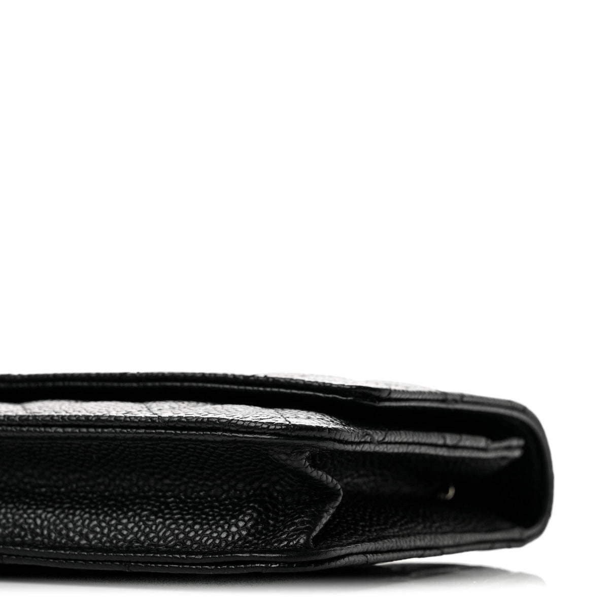Quilted Caviar Wallet Bag - Black