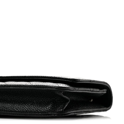 Quilted Caviar Wallet Bag - Black
