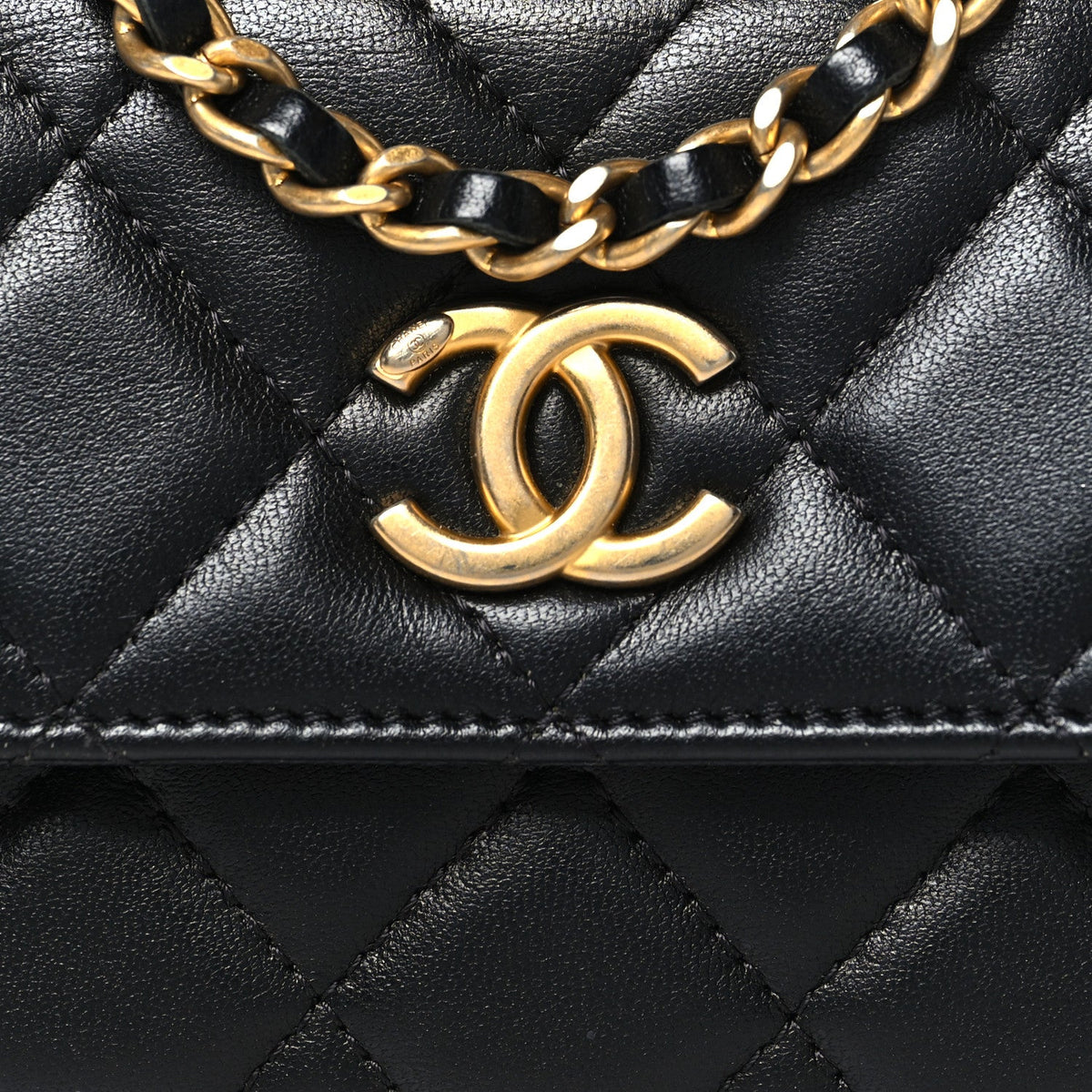 Quilted Lambskin Clutch Bag - Black