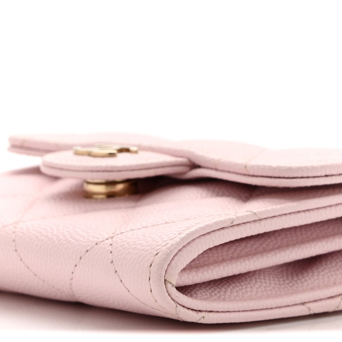 Quilted Caviar Flap Shoulder Bag - Pink