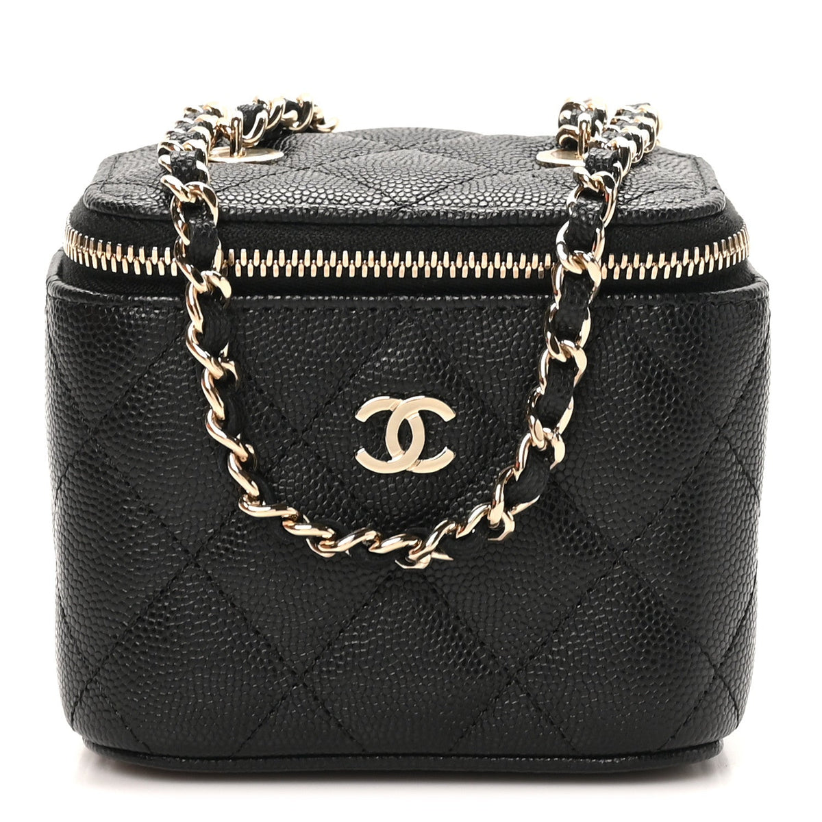 Mini Quilted Caviar Handbag - Black