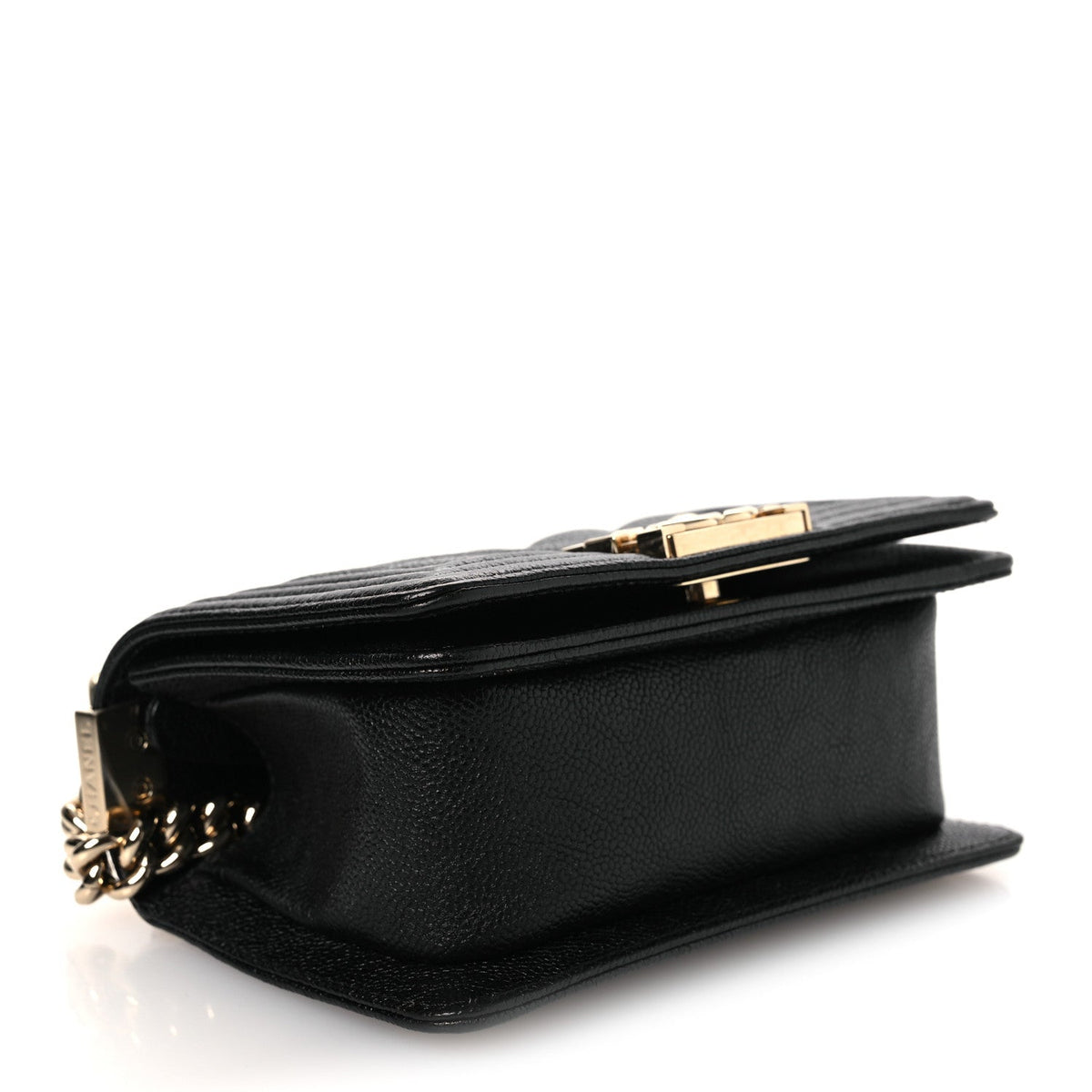 Mini Quilted Caviar Flap Shoulder Bag - Black