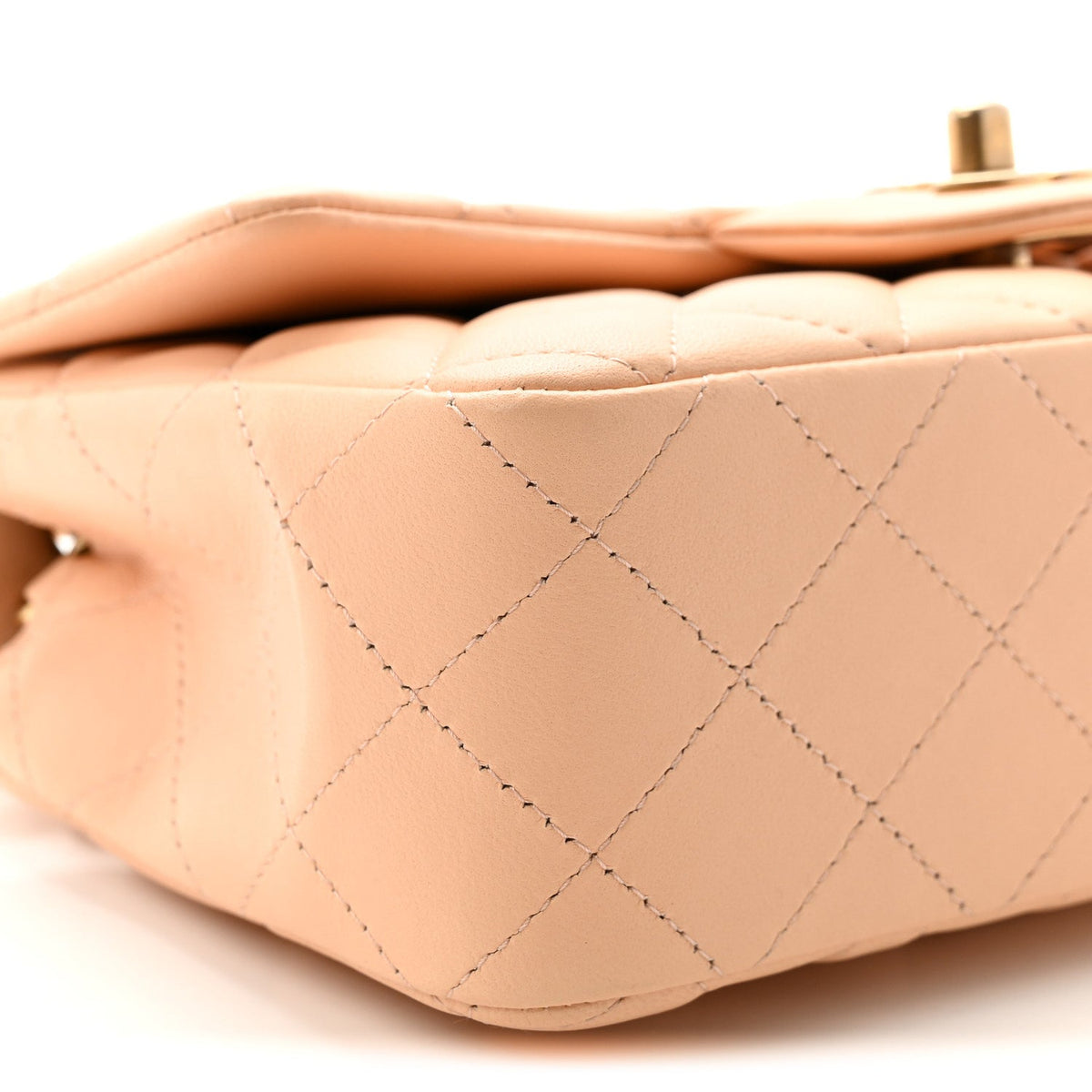 Mini Quilted Lambskin Flap Shoulder Bag - Tan