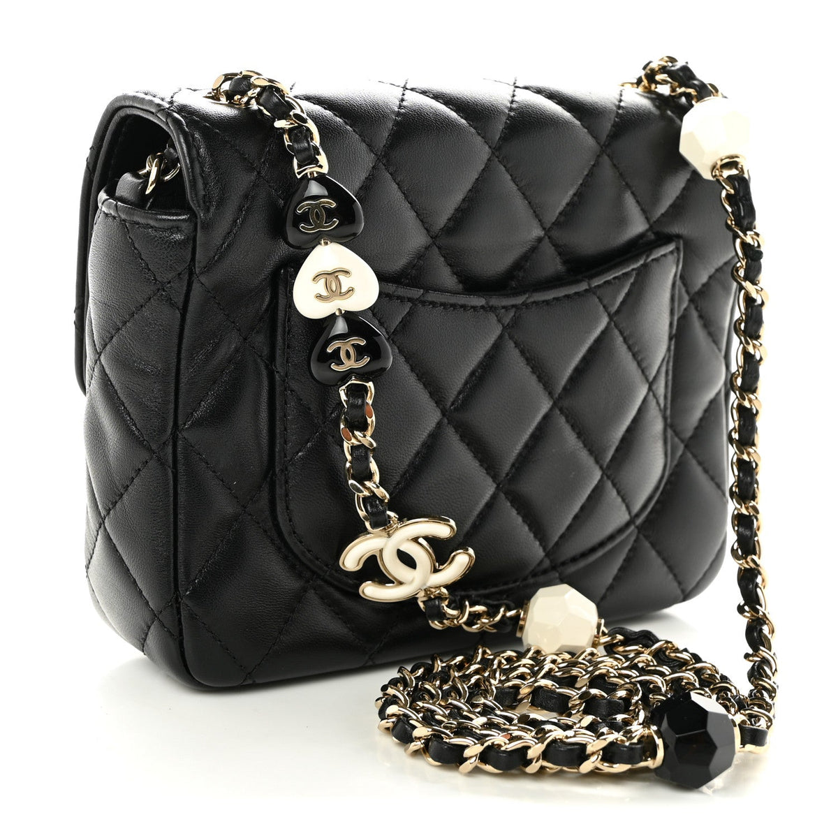 Mini Quilted Lambskin Flap Shoulder Bag - Black