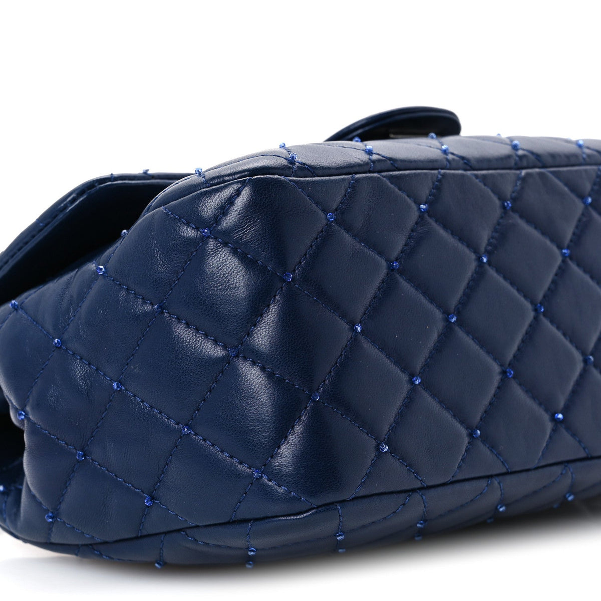 Quilted Lambskin Flap Shoulder Bag - Blue