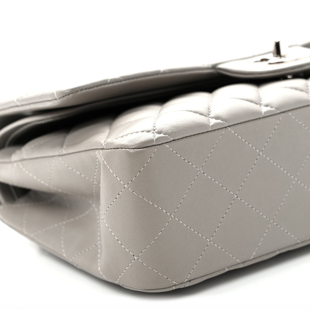 Medium Quilted Lambskin Flap Shoulder Bag - Grey