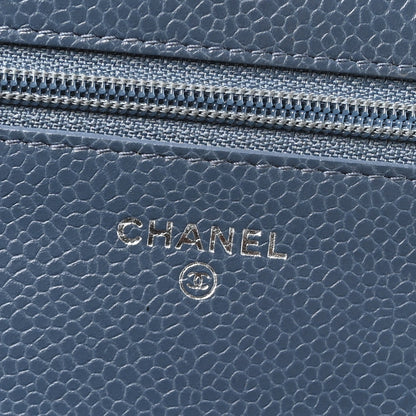 Quilted Caviar Wallet Bag - Blue