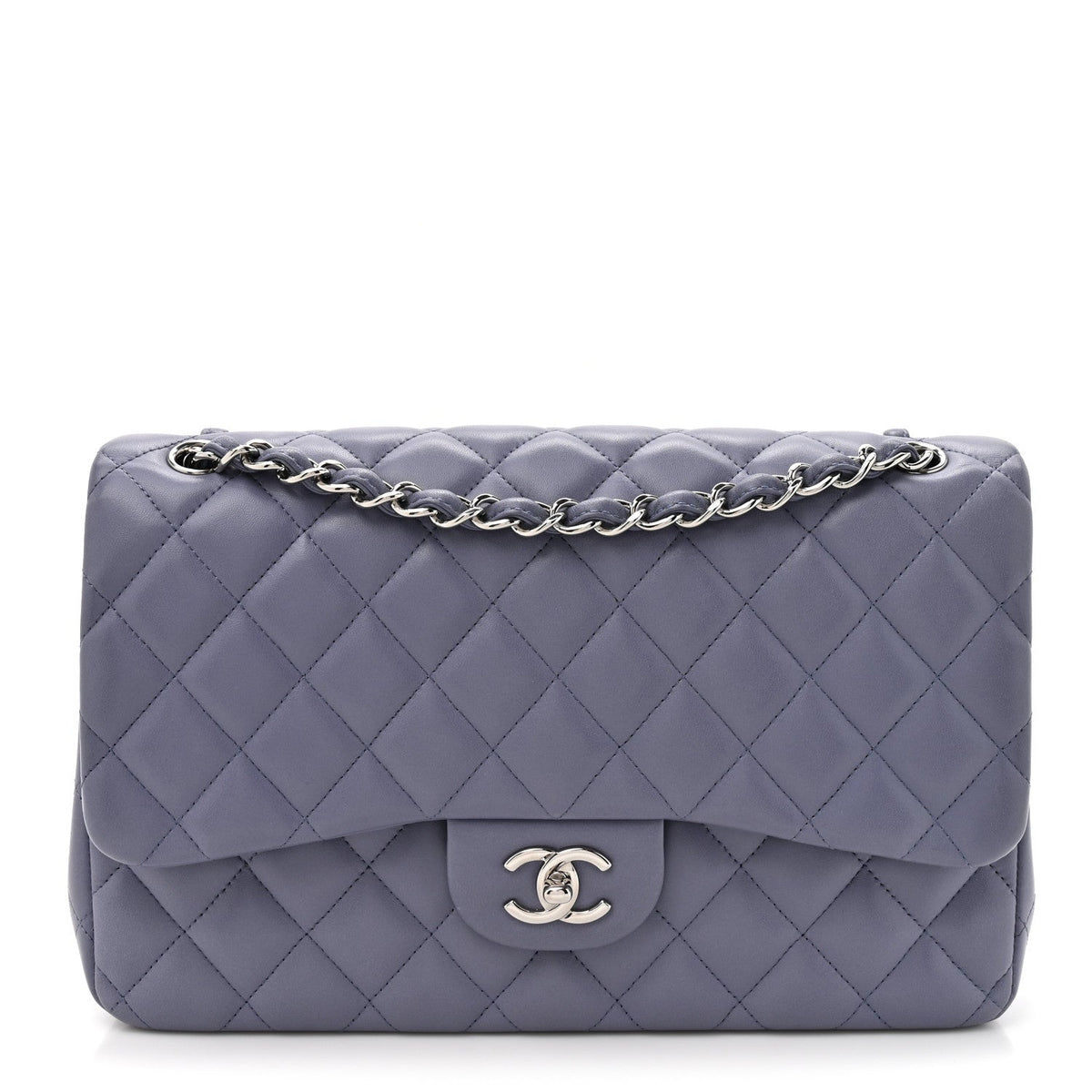 Quilted Lambskin Flap Shoulder Bag - Purple