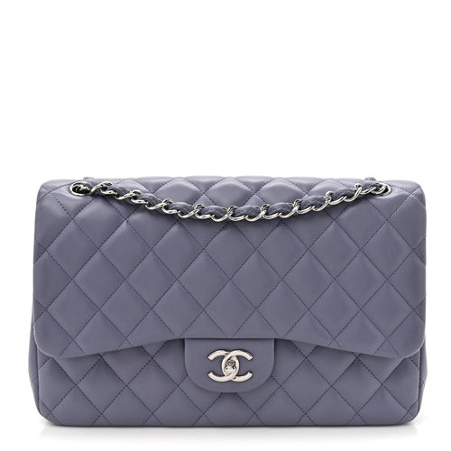 Quilted Lambskin Flap Shoulder Bag - Purple