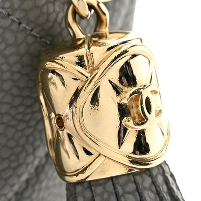 Small Quilted Caviar Handbag - Grey