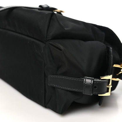 Medium Nylon Shoulder Bag - Black