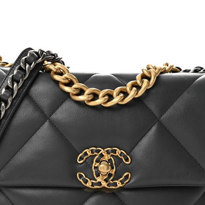 Medium Quilted Lambskin Flap Shoulder Bag - Grey