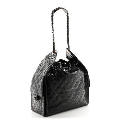 Medium Quilted Calfskin Handbag - Black