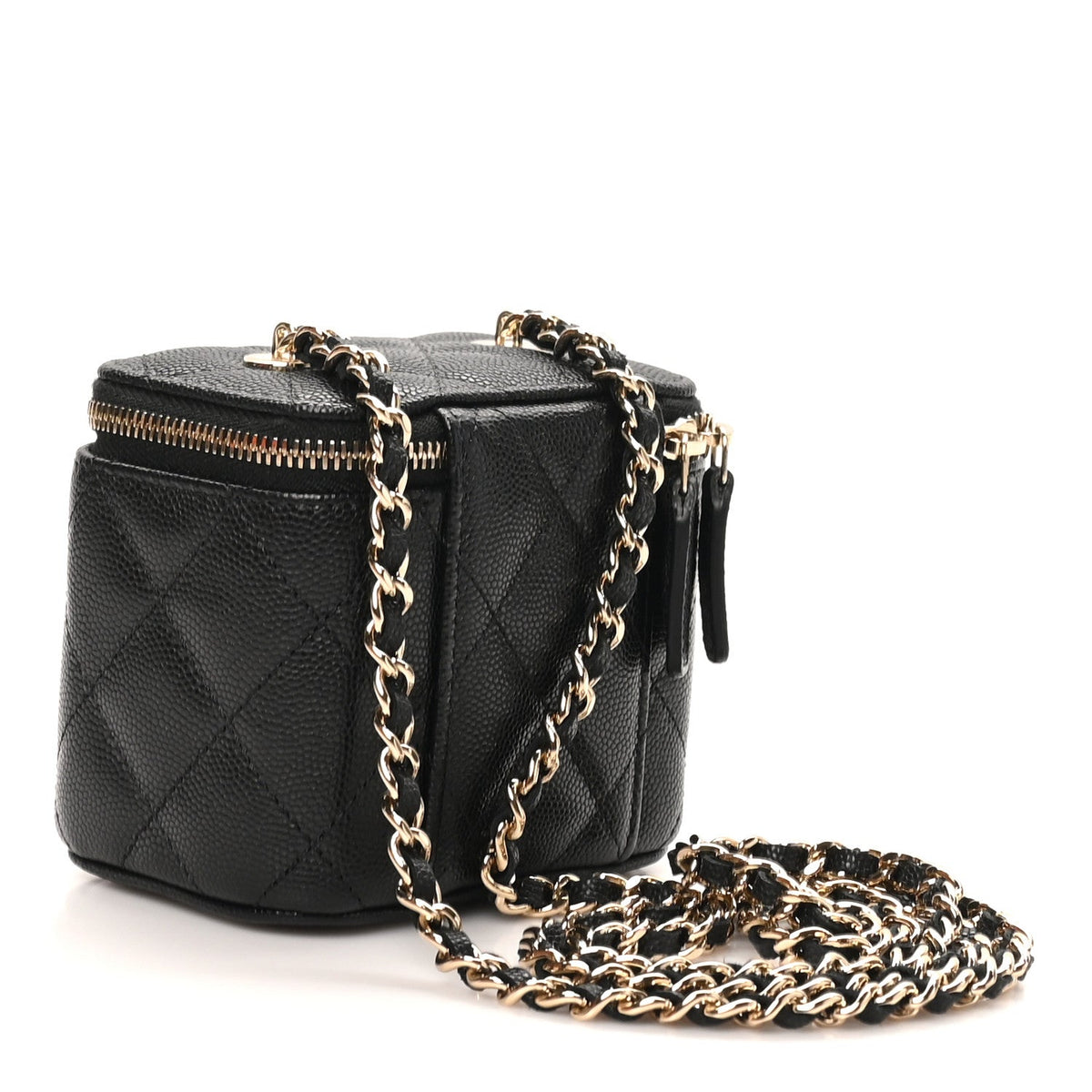 Mini Quilted Caviar Handbag - Black