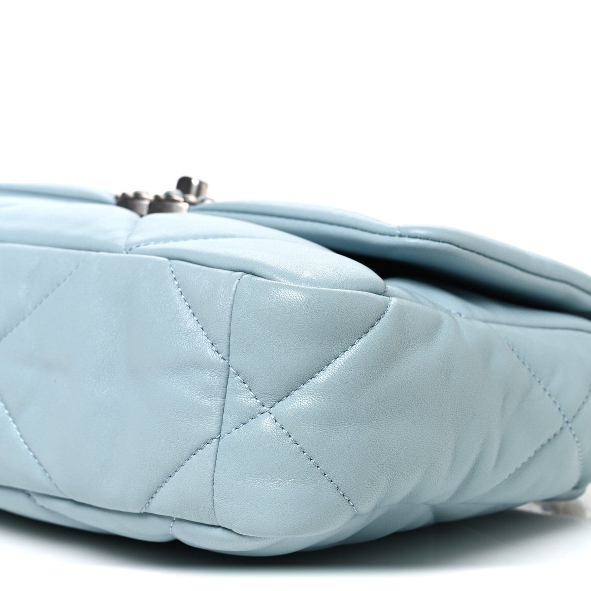 Medium Quilted Lambskin Flap Shoulder Bag - Light Blue