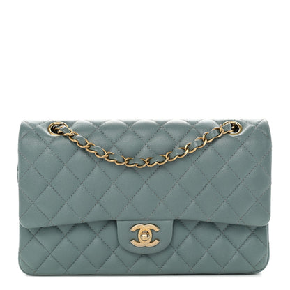 Medium Quilted Caviar Flap Shoulder Bag - Light Blue