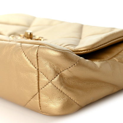 Medium Quilted Goatskin Flap Shoulder Bag - Gold