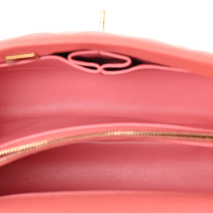 Small Quilted Caviar Flap Shoulder Bag - Pink